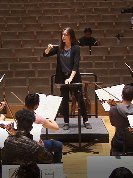 Photo: conducting the San Francisco Conservatory orchestra for my final exam in conducting, spring 2019